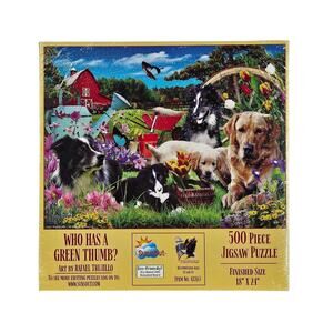 SUNSOUT WHO HAS A GREEN THUMB? BY RAFAEL TRUJILLO 500 PIECE JIGSAW PUZZLE 10+